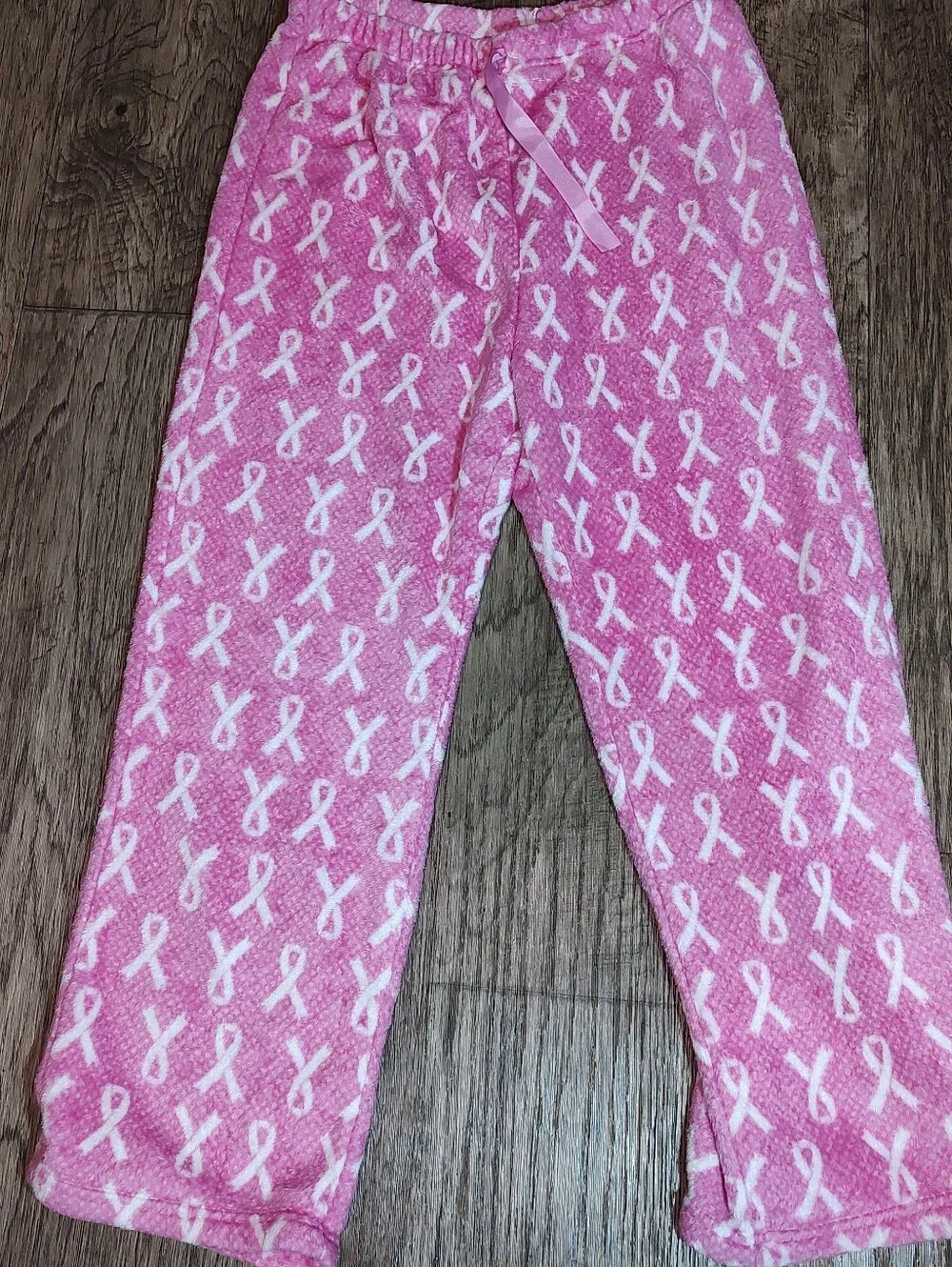 Hotel Spa Pink breast Cancer Awareness Ribbon Print Plush Pajama Pants Size 1xL